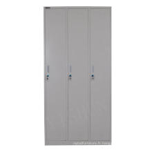 horizontal 3 portes en acier personnel chambre armoire casier